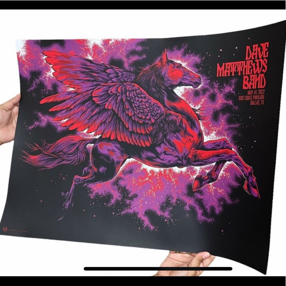 Dave Matthews Band Poster 2022 Dallas TX 5-14 DMB Pegasus Concert Authentic NEW